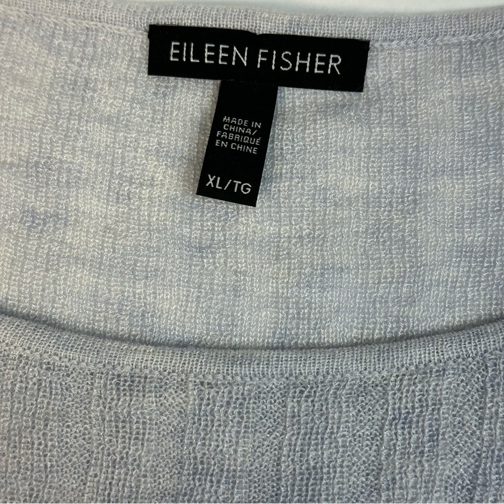 Eileen Fisher Ribbed Grey Blue Tencel Alpaca Wool Blend Lightweight Sweater XL - Picture 8 of 8